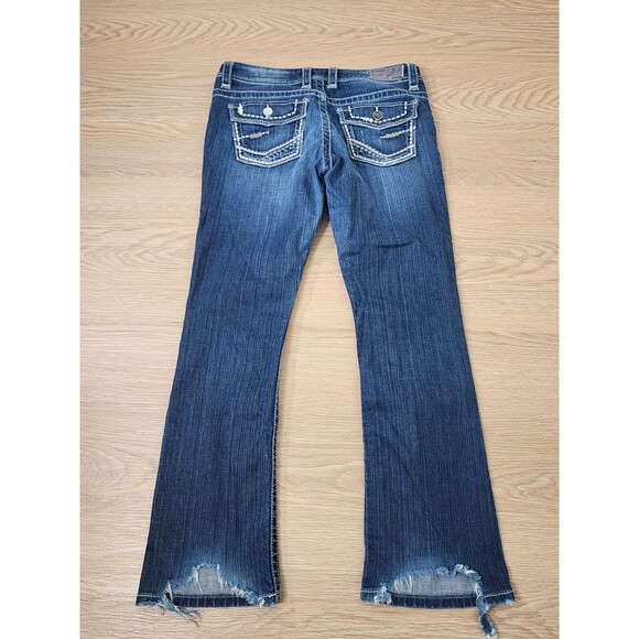 BKE Payton Jeans Womens 30 Stretch Blue Denim Pants 34x30 Distressed Flared - Picture 11 of 13